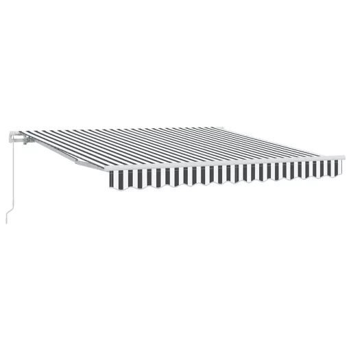 Antracitszürke-fehér kézzel kihúzható napellenző 300 x 250 cm