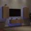 3 darab sonoma tölgy színű falra szerelhető TV-szekrény LED-del