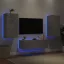 3 darab betonszürke falra szerelhető TV-szekrény LED-del