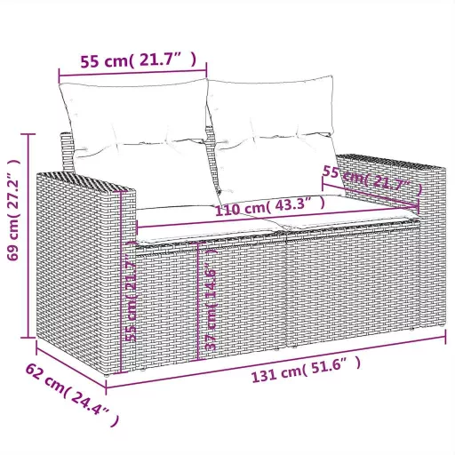 10 részes szürke polyrattan kerti ülőgarnitúra párnával