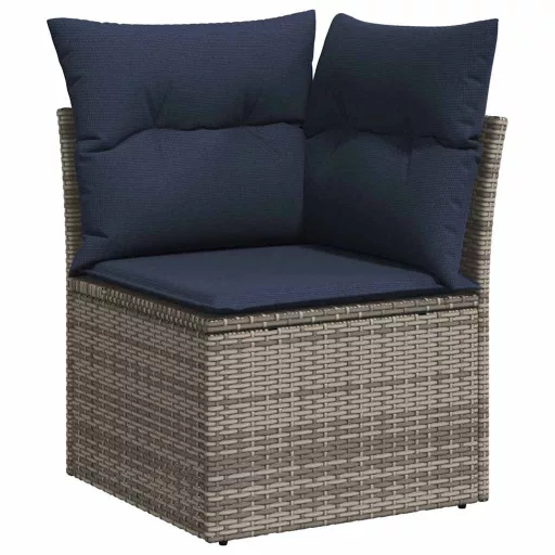10 részes szürke polyrattan kerti ülőgarnitúra párnával