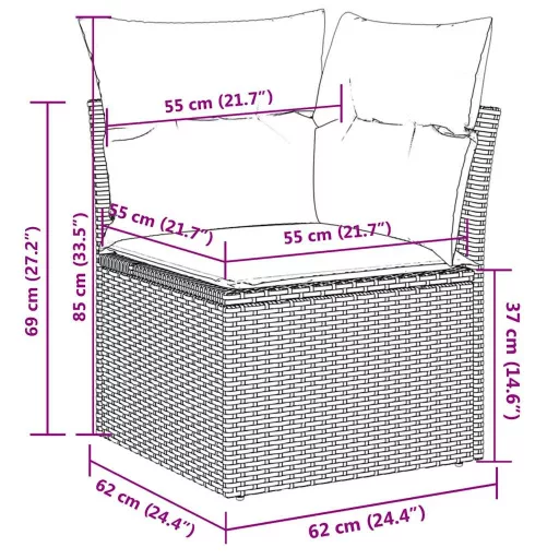 10 részes szürke polyrattan kerti ülőgarnitúra párnával