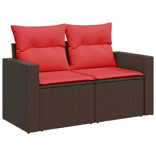 10 részes barna polyrattan kerti ülőgarnitúra párnákkal