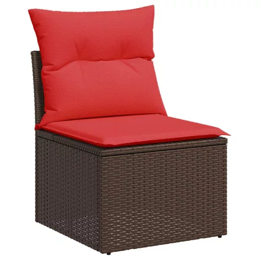 10 részes barna polyrattan kerti ülőgarnitúra párnákkal
