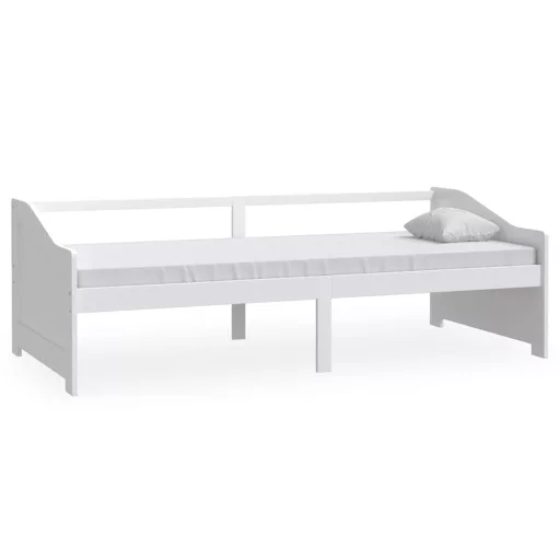 Fehér 3 személyes tömör fenyőfa kanapéágy 90 x 200 cm