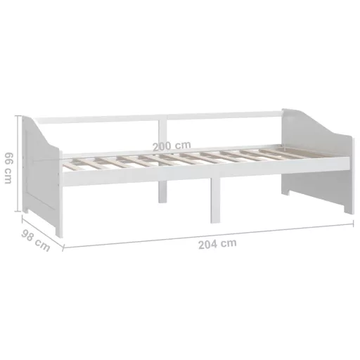 Fehér 3 személyes tömör fenyőfa kanapéágy 90 x 200 cm