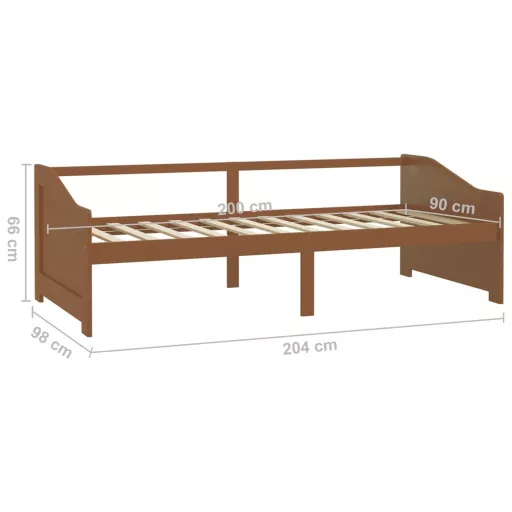 Mézbarna 3 személyes tömör fenyőfa kanapéágy 90 x 200 cm