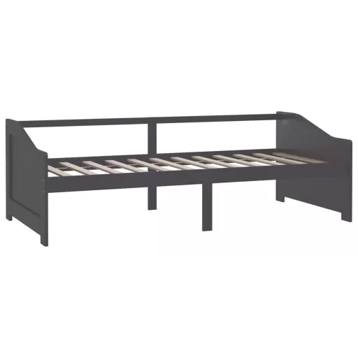 Sötétszürke 3 személyes tömör fenyőfa kanapéágy 90 x 200 cm
