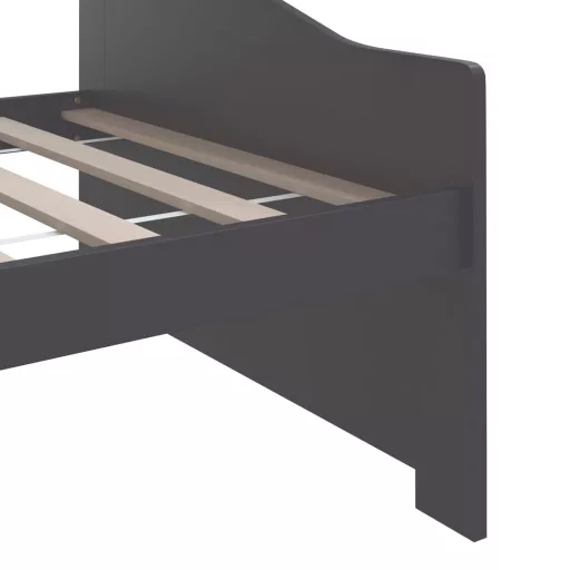 Sötétszürke 3 személyes tömör fenyőfa kanapéágy 90 x 200 cm