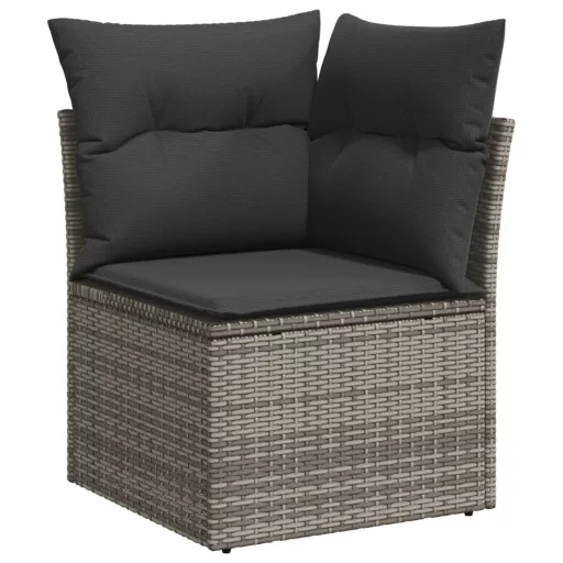 11 részes szürke polyrattan kerti ülőgarnitúra párnákkal