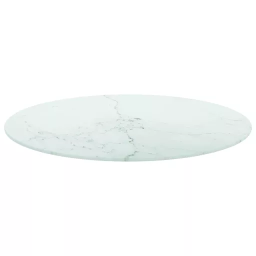 Fehér edzett üveg asztallap márványdizájnnal Ø60 x 0,8 cm