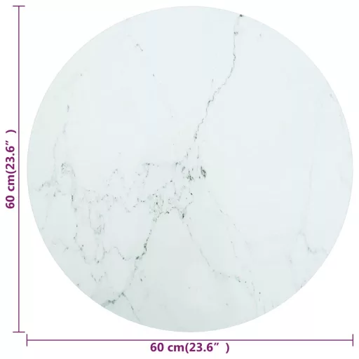 Fehér edzett üveg asztallap márványdizájnnal Ø60 x 0,8 cm