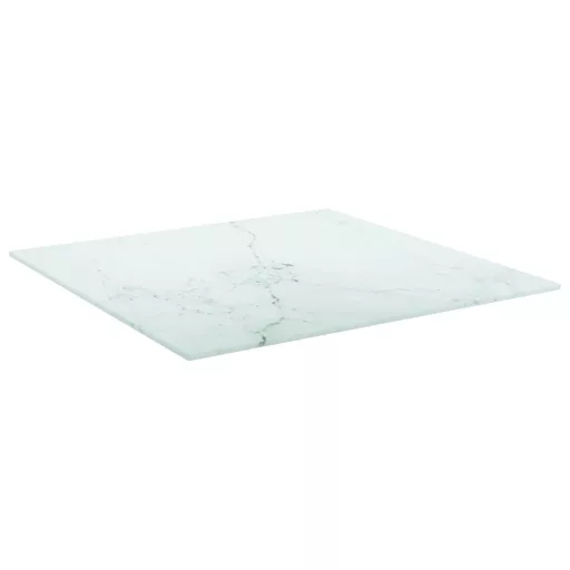 Fehér edzett üveg asztallap márványdizájnnal 50 x 50 cm 6 mm