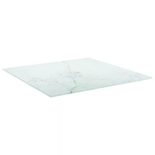 Fehér edzett üveg asztallap márványdizájnnal 60 x 60 cm 6 mm