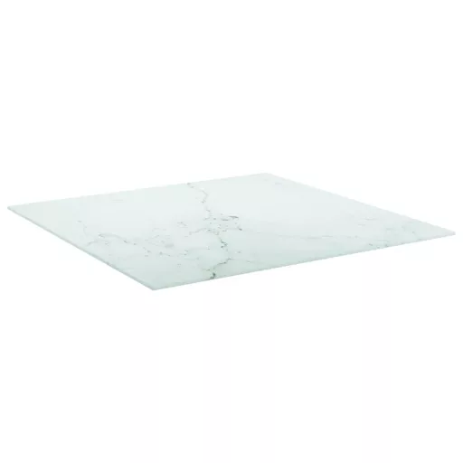 Fehér edzett üveg asztallap márványdizájnnal 70 x 70 cm 6 mm