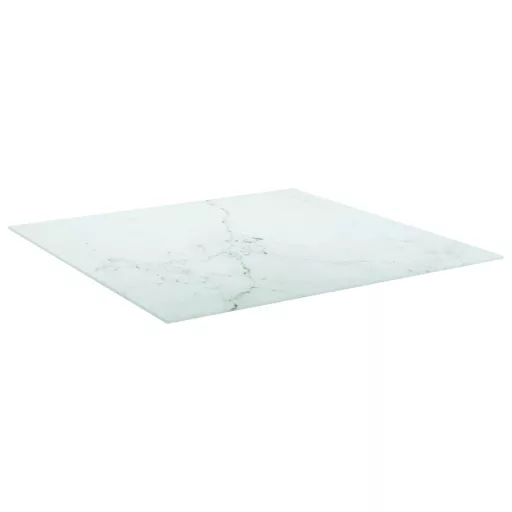 Fehér edzett üveg asztallap márványdizájnnal 80 x 80 cm 6 mm
