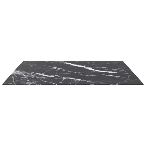 Fekete edzett üveg asztallap márványdizájnnal 80 x 80 cm 6 mm