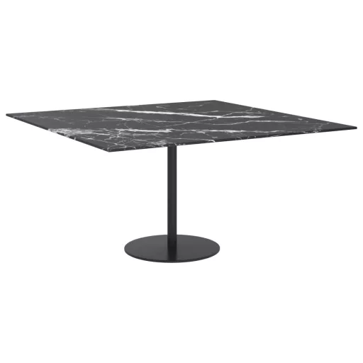 Fekete edzett üveg asztallap márványdizájnnal 80 x 80 cm 6 mm