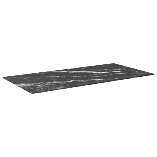 Fekete edzett üveg asztallap márványdizájnnal 100 x 50 cm 6 mm
