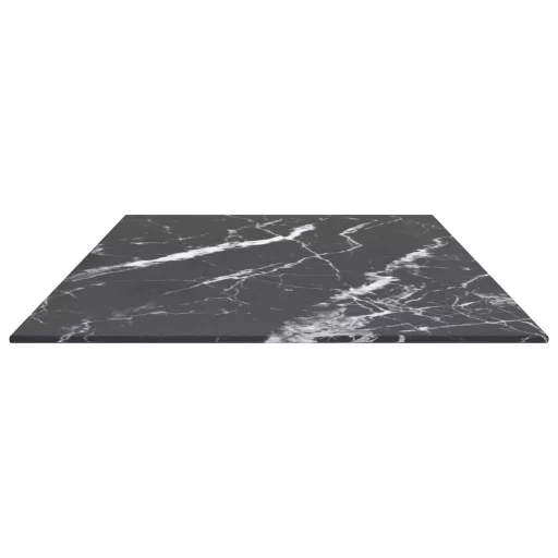 Fekete edzett üveg asztallap márványdizájnnal 100 x 50 cm 6 mm