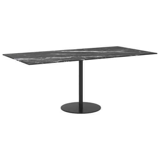 Fekete edzett üveg asztallap márványdizájnnal 100 x 50 cm 6 mm