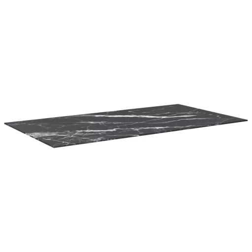 Fekete edzett üveg asztallap márványdizájnnal 120 x 62 cm 8 mm