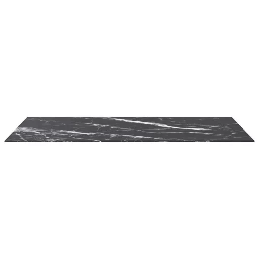 Fekete edzett üveg asztallap márványdizájnnal 120 x 62 cm 8 mm