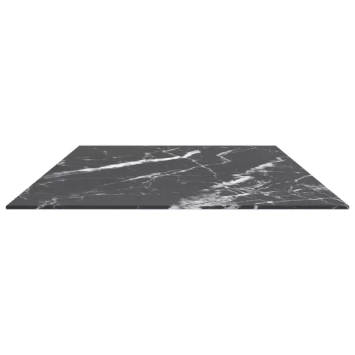 Fekete edzett üveg asztallap márványdizájnnal 120 x 62 cm 8 mm