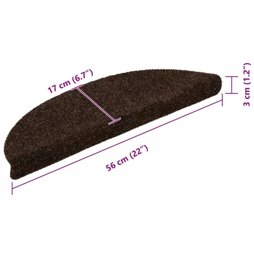 15 db öntapadós lépcsőszőnyeg 56 x 17 x 3 cm barna félkör alakú