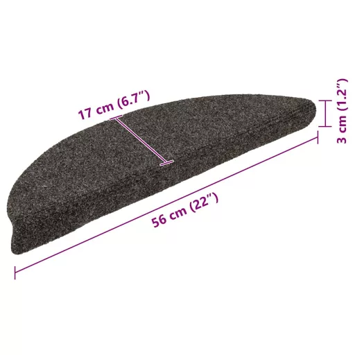 15 db öntapadós lépcsőszőnyeg 56 x 17 x 3 cm antracit félkör alakú