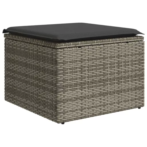 13 részes szürke polyrattan kerti ülőgarnitúra párnákkal