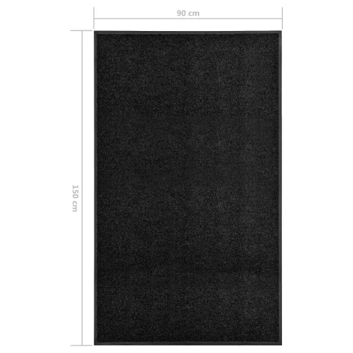 Fekete kimosható lábtörlő 90 x 150 cm