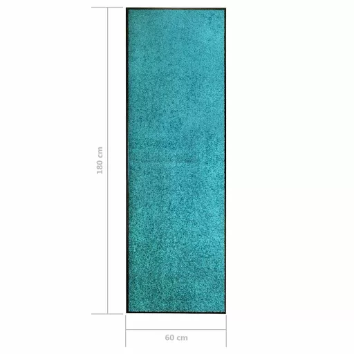 Ciánkék kimosható lábtörlő 60 x 180 cm