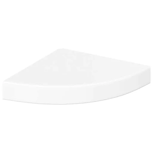 Úszó sarokpolc magasfényű fehér MDF 25 x 25 x 3,8 cm