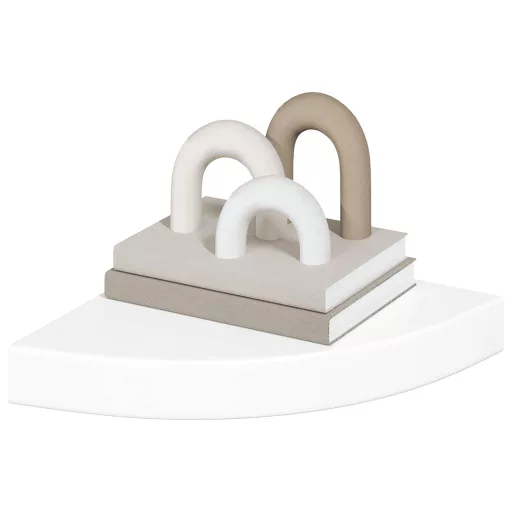 Úszó sarokpolc magasfényű fehér MDF 25 x 25 x 3,8 cm