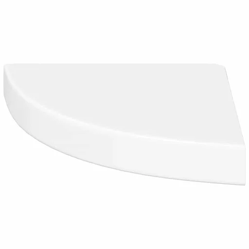 Úszó sarokpolc magasfényű fehér MDF 25 x 25 x 3,8 cm