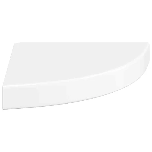 Úszó sarokpolc magasfényű fehér MDF 25 x 25 x 3,8 cm