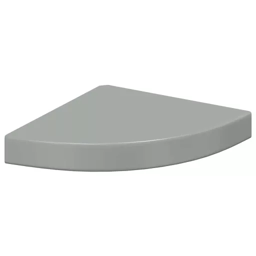 Magasfényű szürke MDF lebegő sarokpolc 25 x 25 x 3,8 cm