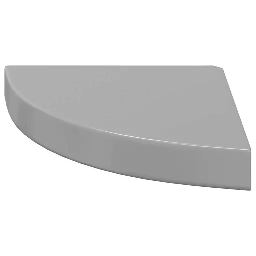 Magasfényű szürke MDF lebegő sarokpolc 25 x 25 x 3,8 cm