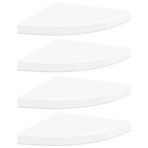 323909  Floating Corner Shelves 4 pcs High Gloss White 35x35x3,8 cm MDF