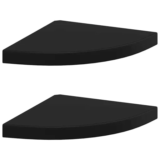 323920  Floating Corner Shelves 2 pcs Black 35x35x3,8 cm MDF