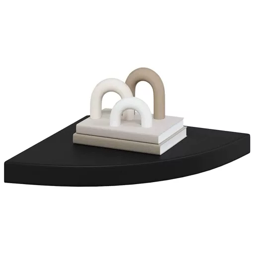 323920  Floating Corner Shelves 2 pcs Black 35x35x3,8 cm MDF