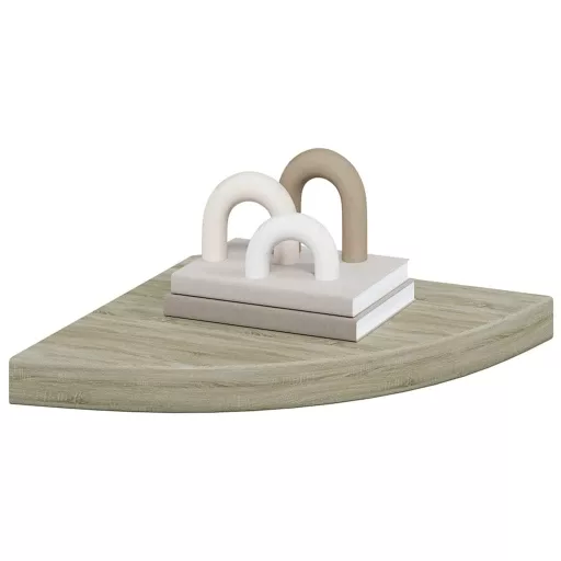 2 db tölgyszínű MDF lebegő sarokpolc 35 x 35 x 3,8 cm