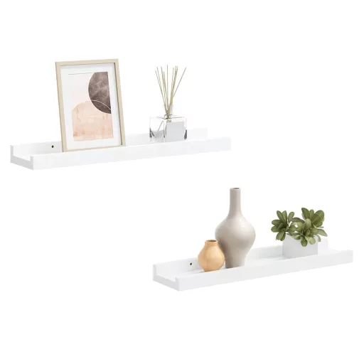 2 db fehér MDF szegélypolc képkeretekhez 40 x 9 x 3 cm