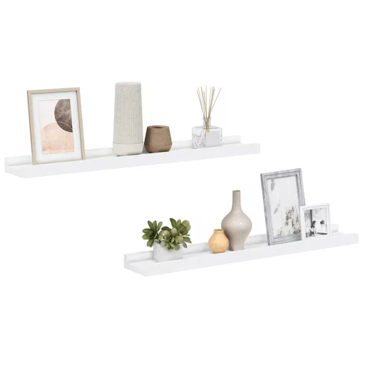 2 db fehér MDF szegélypolc képkeretekhez 60 x 9 x 3 cm