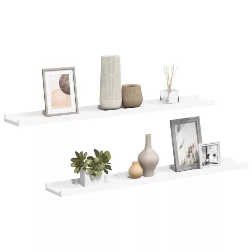 2 db fehér MDF szegélypolc képkeretekhez 80 x 9 x 3 cm