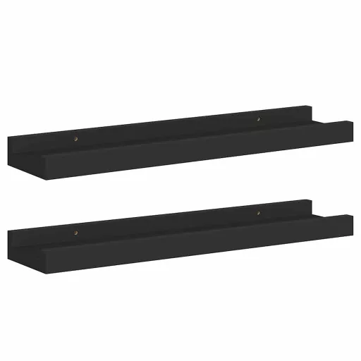 2 db fekete MDF szegélypolc képkeretekhez 40 x 9 x 3 cm