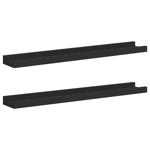2 db fekete MDF szegélypolc képkeretekhez 60 x 9 x 3 cm
