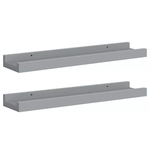 2 db szürke MDF szegélypolc képkeretekhez 40 x 9 x 3 cm