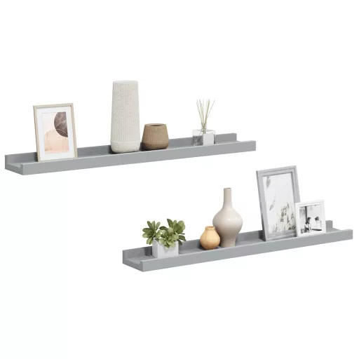 2 db szürke MDF szegélypolc képkeretekhez 60 x 9 x 3 cm